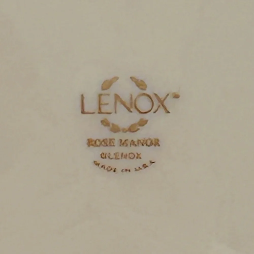 LENOX Vintage Rose Manor Cake plate Collectible Cream Pink Green with Gold trim